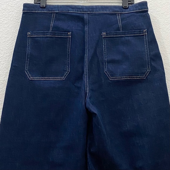 BANANA REPUBLIC High Rise Wide Leg Cropped Sailor Jeans Dark Wash Denim Jeans 32 - Picture 6 of 12